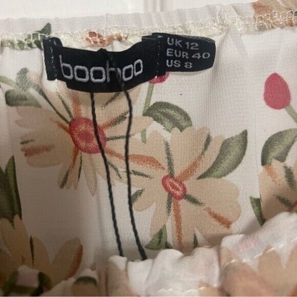 Boohoo Petite Floral Ruched Detail Tie Front Bralet, US 8 NEW! - Picture 4 of 6